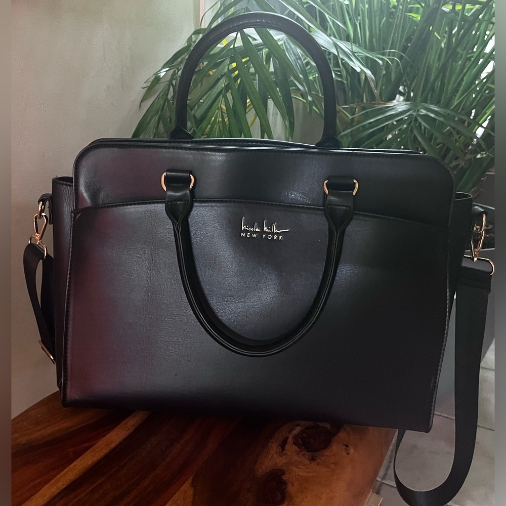 NWOT Nicole Miller Black Lap Top Bag / Work Tote